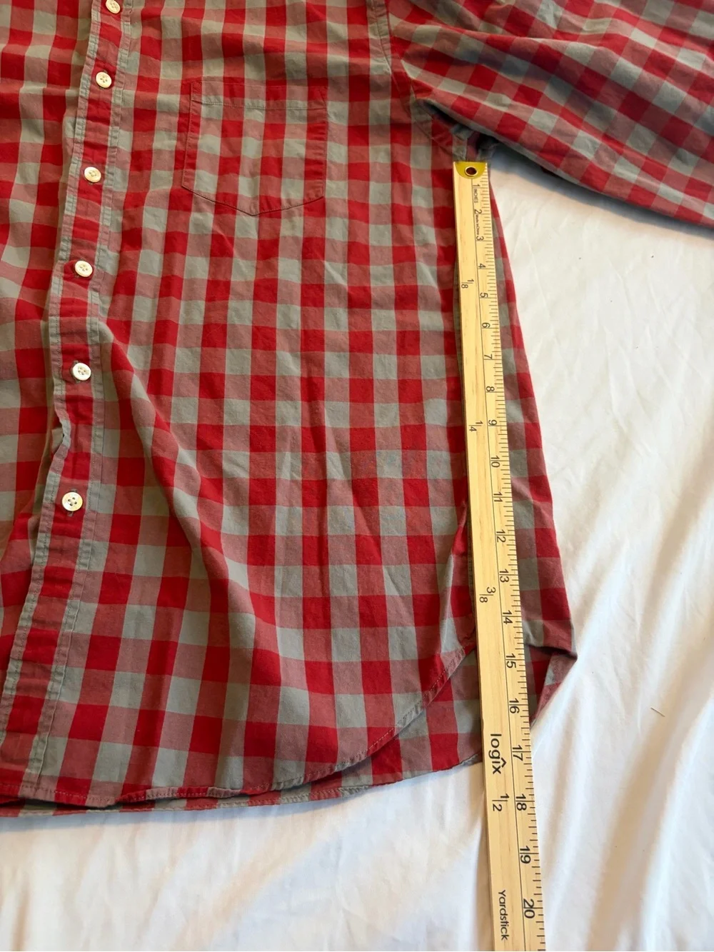J.Crew Red & Gray Checkered Long Sleeve Shirt Size XL 100% Cotton Size XL